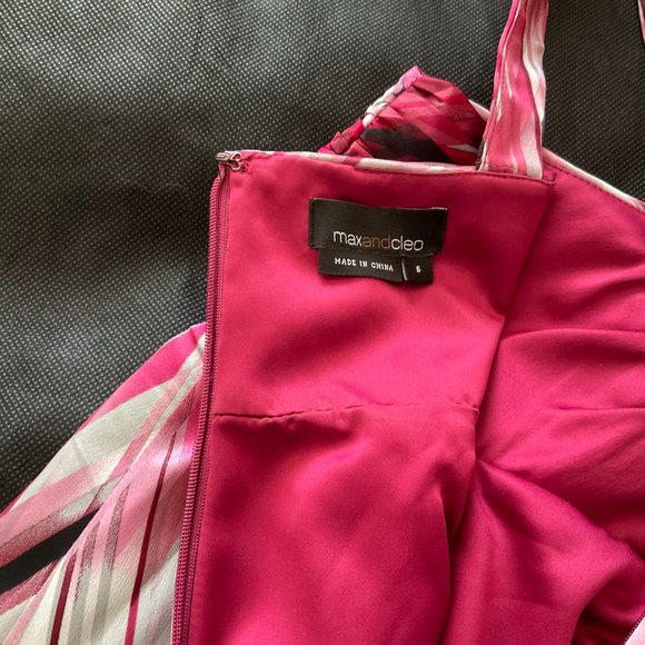 Patterned Fuchsia Empire Waist Party Grad Prom Dress - Picture 4 of 4